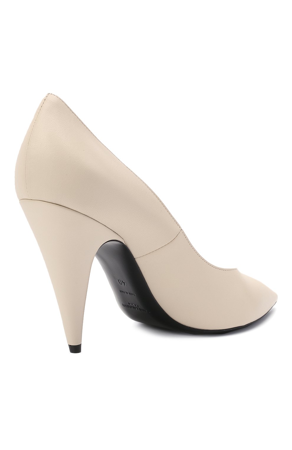Женские кожаные туфли paris SAINT LAURENT белого цвета, арт. 632612/1ZJ00 | Фото 4 (Каблук высота: Высокий; Материал внутренний: Натуральная кожа; Каблук тип: Фигурный; Подошва: Плоская)
