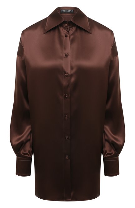 Женская шелковая рубашка DOLCE & GABBANA коричневого цвета по цене 120500 руб., арт. F5P56T/FU1AU | Фото 1