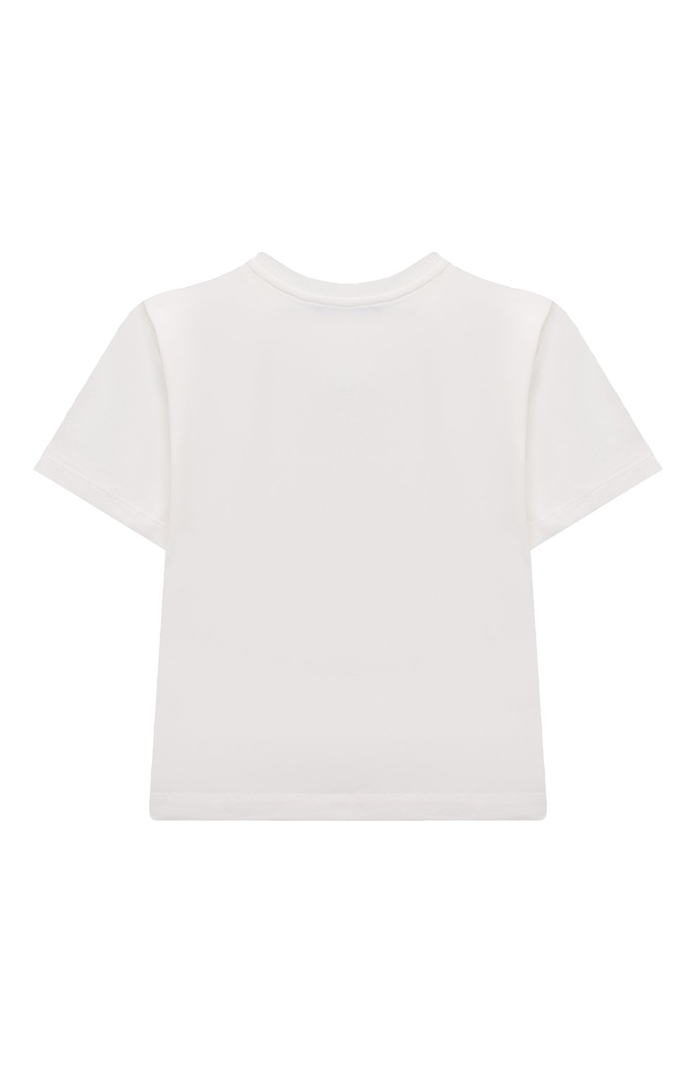 Детская хлопковая футболка MOSCHINO белого цвета, арт. H4M02T/LBA11/4A-8A | Фото 2 (Девочки Кросс-КТ: футболка-одежда; Рукава: Короткие; Материал сплава: Проставлено; Материал внешний: Хлопок; Драгоценные камни: Проставлено)