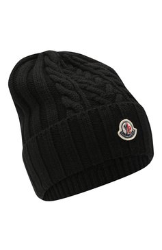 Женская шерстяная шапка MONCLER черного цвета, арт. F2-093-9Z706-00-A9146 | Фото 1 (Материал: Текстиль, Шерсть)