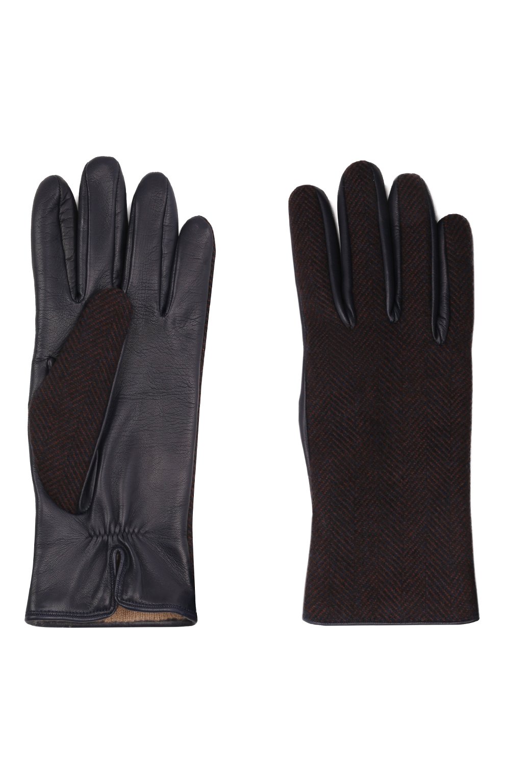 Мужские комбинированные перчатки LORO PIANA коричневого цвета, арт. FAL9541 | Фото 2 (Материал: Натуральная кожа; Материал сплава: Проставлено; Нос: Не проставлено; Мужское Кросс-КТ: Кожа и замша)