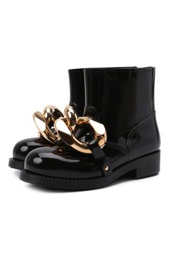 Женские резиновые сапоги chain JW ANDERSON черного цвета, арт. ANW37021A/14079 | Фото 1 (Каблук высота: Низкий; Региональные ограничения белый список (Axapta Mercury): Не проставлено; Материал сплава: Проставлено; Высота голенища: Низкие; Каблук тип: Устойчивый; Материал утеплителя: Без утеплителя; Материал внутренний: Текстиль; Подошва: Плоская; Драгоценные камни: Проставлено; Материал внешний: Резина)