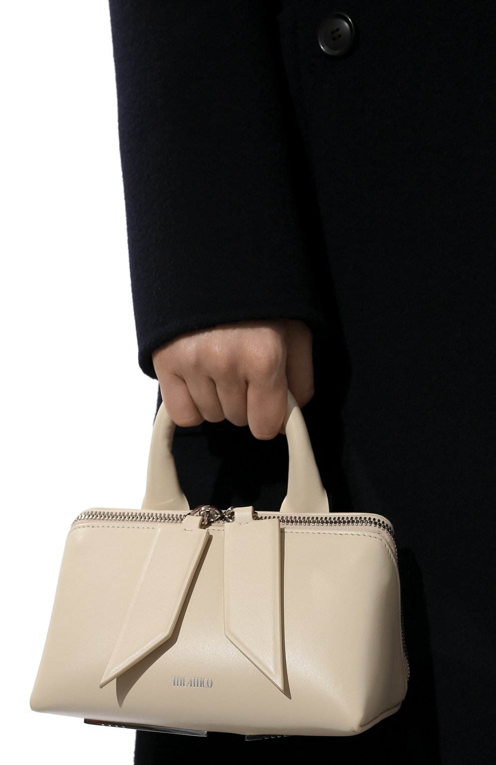 Женская сумка friday THE ATTICO кремвого цвета, арт. 221WAH02/L019 | Фото 2 (Сумки-технические: Сумки top-handle; Материал: Натуральная кожа; Размер: mini; Ремень/цепочка: На ремешке)