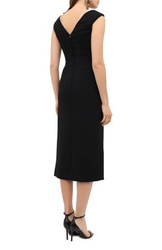 Женское шерстяное платье DOLCE & GABBANA черного цвета, арт. F6J4VT/FUBD2 | Фото 4 (Материал внешний: Шерсть; Стили: Гламурный; Женское Кросс-КТ: п�латье-футляр, Платье-одежда; Длина Ж (юбки, платья, шорты): Миди; Материал подклада: Синтетический материал; Случай: Формальный; Рукава: Без рукавов)