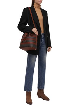 Женская сумка le monogramme SAINT LAURENT коричневого цвета, арт. 568606/2UY3W | Фото 3 (Сумки-технические: Сумки через плечо; Размер: medium; Ремень/цепочка: На ремешке; Материал: Экокожа)