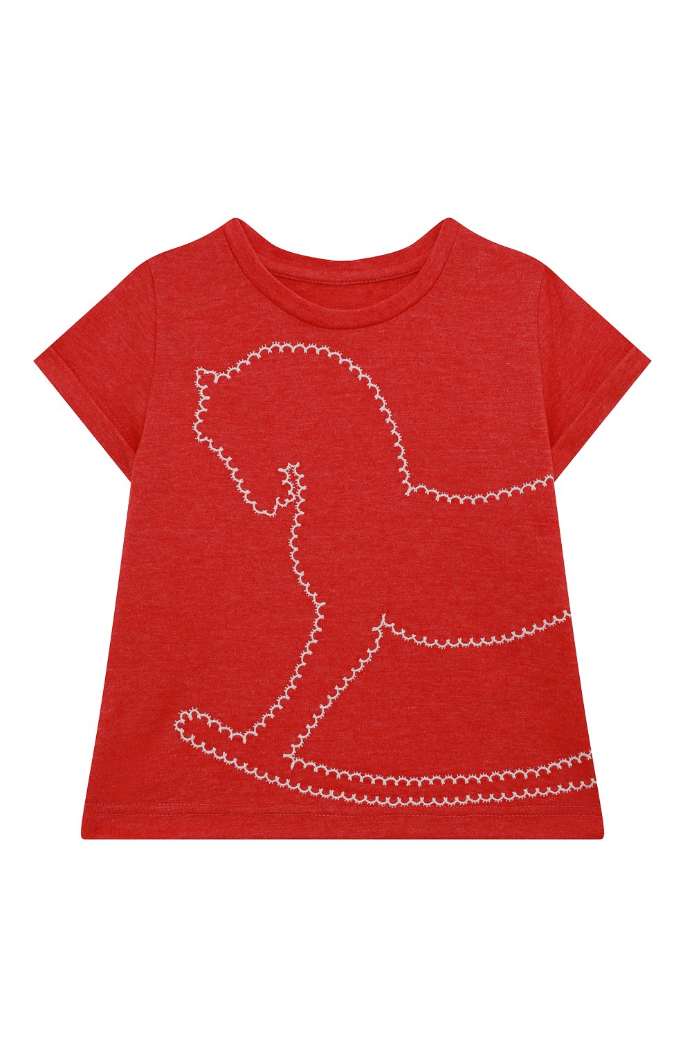 Детская хлопковая футболка ULYANA SERGEENKO красного цвета, арт. MLT003KD21P (0867б21) | Фото 1 (Девочки Кросс-КТ: футболка-одежда; Рукава: Короткие; Материал внешний: Хлопок; Ростовка одежда: 4 года | 104 см)
