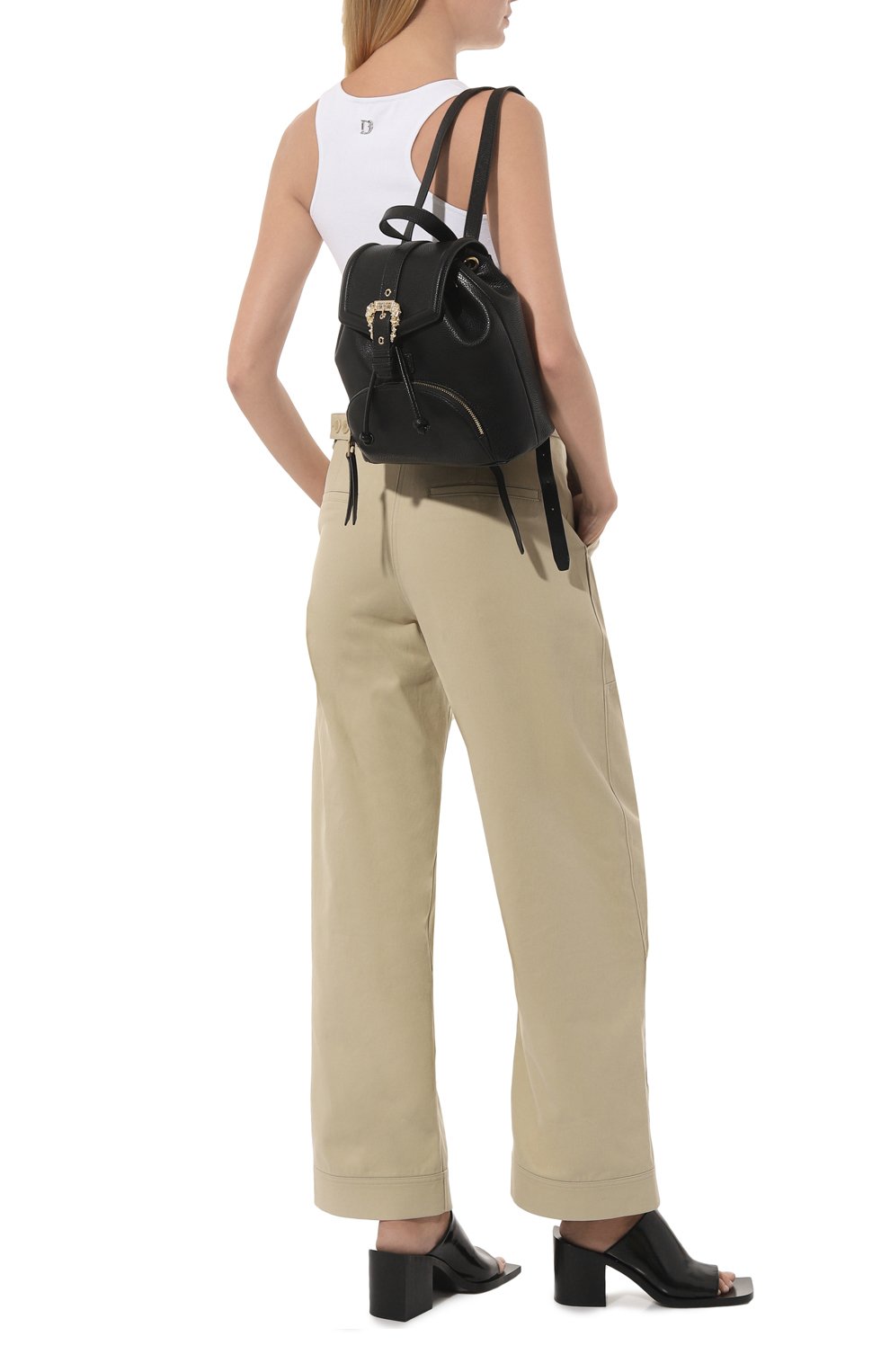 Женский рюкзак VERSACE JEANS COUTURE черного цвета, арт. 74VA4BF8/ZS413 | Фото 7 (Размер: medium; Материал: Текстиль; Стили: Кэжуэл)