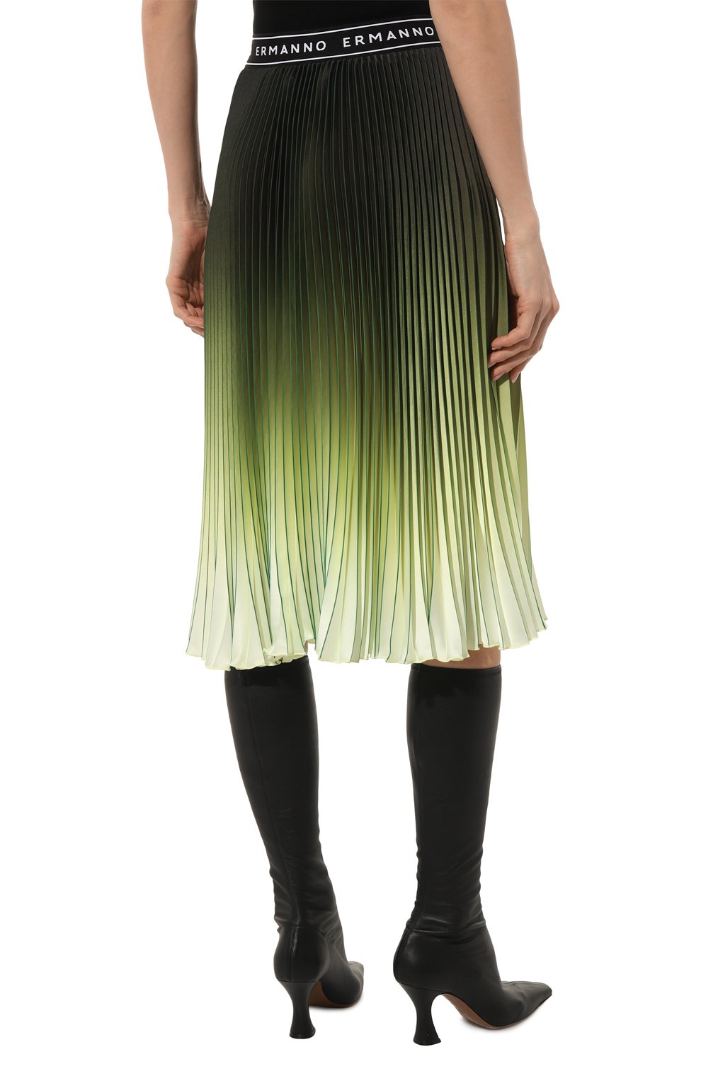 Женская плиссированная юбка ERMANNO FIRENZE зеленого цвета, арт. D42E0003 | Фото 4 (Женское Кросс-КТ: юбка-плиссе, Юбка-одежда; Региональные ограничения белый список (Axapta Mercury): Не проставлено; Материал внешний: Синтетический материал; Материал сплава: Проставлено; Длина Ж (юбки, платья, шорты): Миди; Драгоценные камни: Проставлено; Стили: Романтичный)