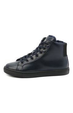 Детские высокие кожаные кеды RONDINELLA синего цвета, арт. 11578-1/664/31-33 | Фото 2 (Материал утеплителя: Натуральный мех; Мальчики Кросс-КТ: Обувь-высокие; Региональные ограничения белый список (Axapta Mercury): RU; Мальчики-школьная форма: Спортивная обувь; толщина подошвы: 2; ширина носка стельки: 7, 7,3)