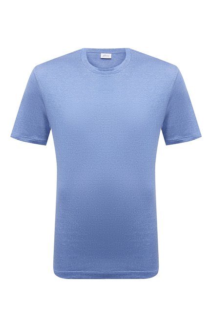 Мужская футболка изо льна и шелка BRIONI синего цвета, арт. UJHI0L/P0609 | Фото 1 (Стили: Кэжуэл; Рукава: Короткие; Длина (для топов): Стандартные; Материал внешний: Лен, Шелк; Принт: Без принта; Региональные ограничения белый список (Axapta Mercury): RU)