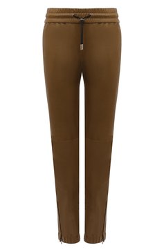 Женские кожаные брюки SAINT LAURENT бежевого цвета, арт. 664622/Y50A2 | Фото 1 (Длина (брюки, джинсы): Стандартные; Женское Кросс-КТ: Брюки-одежда, Джоггеры - брюки, Кожаные брюки; Силуэт Ж (брюки и джинсы): Джоггеры; Материал сплава: Проставлено; Материал внешний: Натуральная кожа; Драгоценные камни: Проставлено; Стили: Кэжуэл)