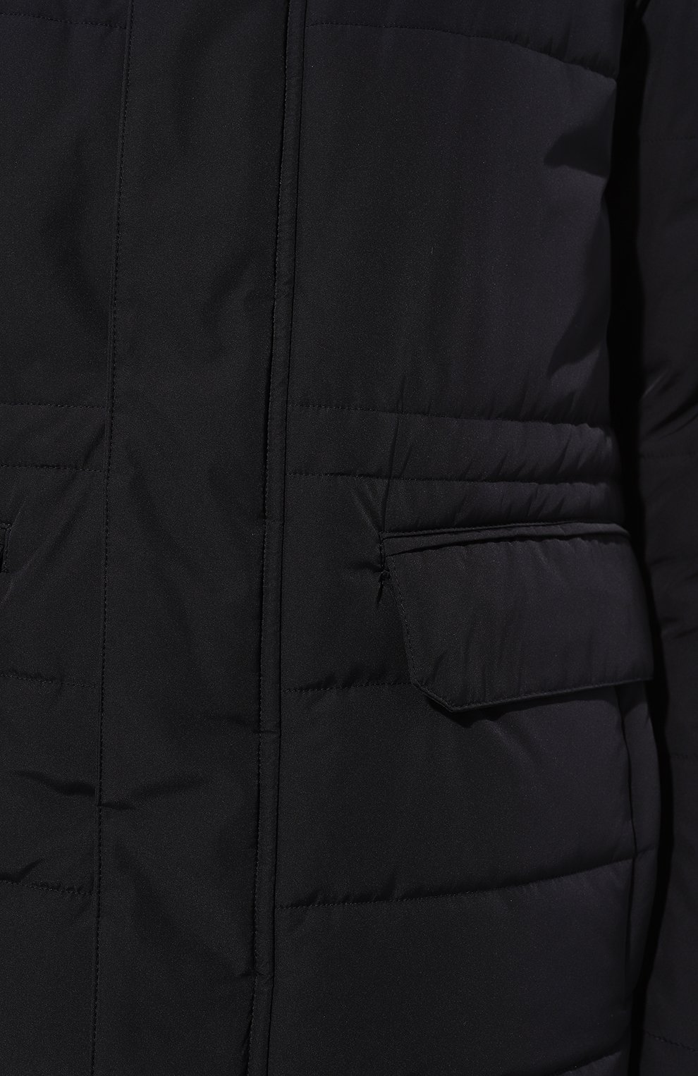 Мужская утепленная куртка CANALI темно-синего цвета, арт. 020363/SG02321 | Фото 5 (Кросс-КТ: Куртка; Рукава: Длинные; Длина (верхняя одежда): До середины бедра; Материал внешний: Синтетический материал; Мужское Крос с-КТ: утепленные куртки; Материал сплава: Проставлено; Драгоценные камни: Проставлено; Материал подклада: Купро; Стили: Кэжуэл)