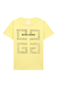 Детский хлопковая футболка GIVENCHY желтого цвета, арт. H05205 | Фото 1 (Материал сплава: Проставлено; Нос: Не проставлено; Материал внешний: Хлопок; Ростовка одежда: 6 мес | 68 см)