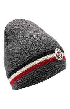 Мужская шерстяная шапка MONCLER темно-серого цвета, арт. E2-091-00328-00-02292 | Фото 1 (Материал: Текстиль, Шерсть; Кросс-КТ: Трикотаж; Статус проверки: Проверено, Проверена категория)