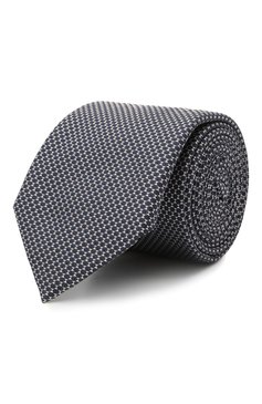 Мужской шелковый галстук BOSS темно-синего цвета, арт. 50461565 | Фото 1 (Принт: С принтом; Материал: Текстиль, Шелк)