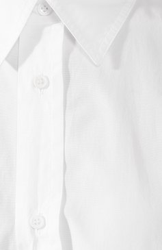Женская хлопковая рубашка YOHJI YAMAMOTO белого цвета, арт. FS-D53-001 | Фото 5 (Рукава: Длинные; Принт: Без принта; Женское Кросс-КТ: Рубашка-одежда; Длина (для топов): Удлиненные; Материал внешний: Хлопок; Статус проверки: Проверена категория)