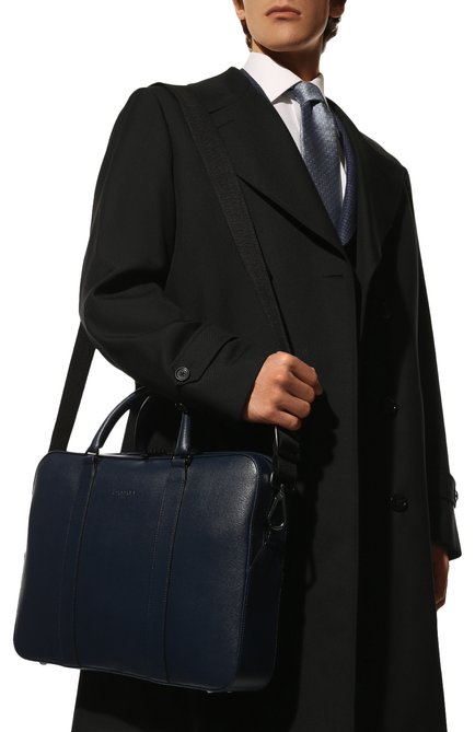 Мужская кожаная сумка для ноутбука CANALI темно-синего цвета, арт. P325157/NA00053 | Фото 2 (Ремень/цепочка: На ремешке; Материал: Натуральная кожа; Статус проверки: Проверена категория; Размер: large)
