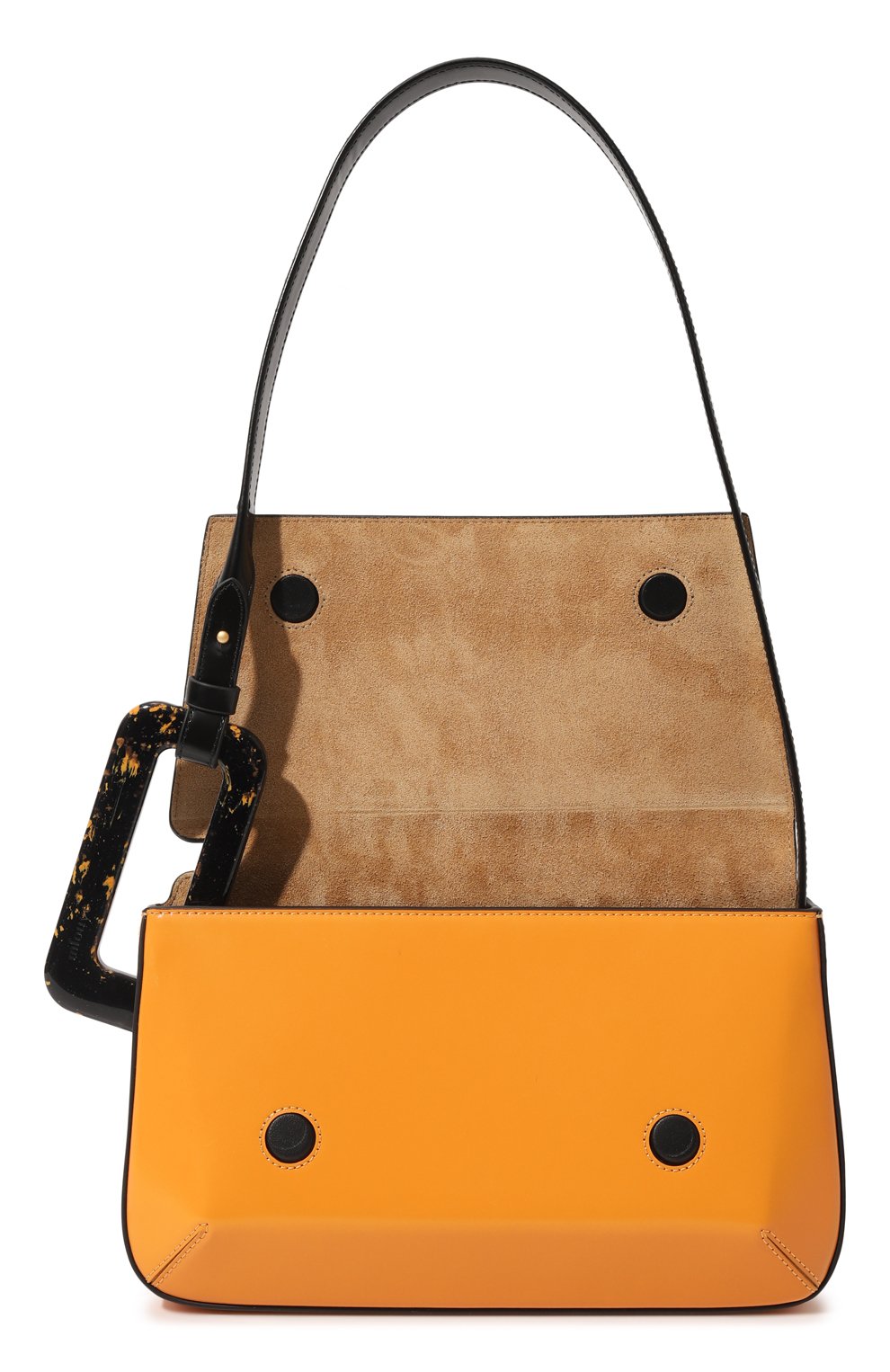 Женская сумка studio MLOUYE оранжевого цвета, арт. 10-011-089 | Фото 6 (Сумки-технические: Сумки через плечо; Размер: medium; Материал: Натуральная кожа)