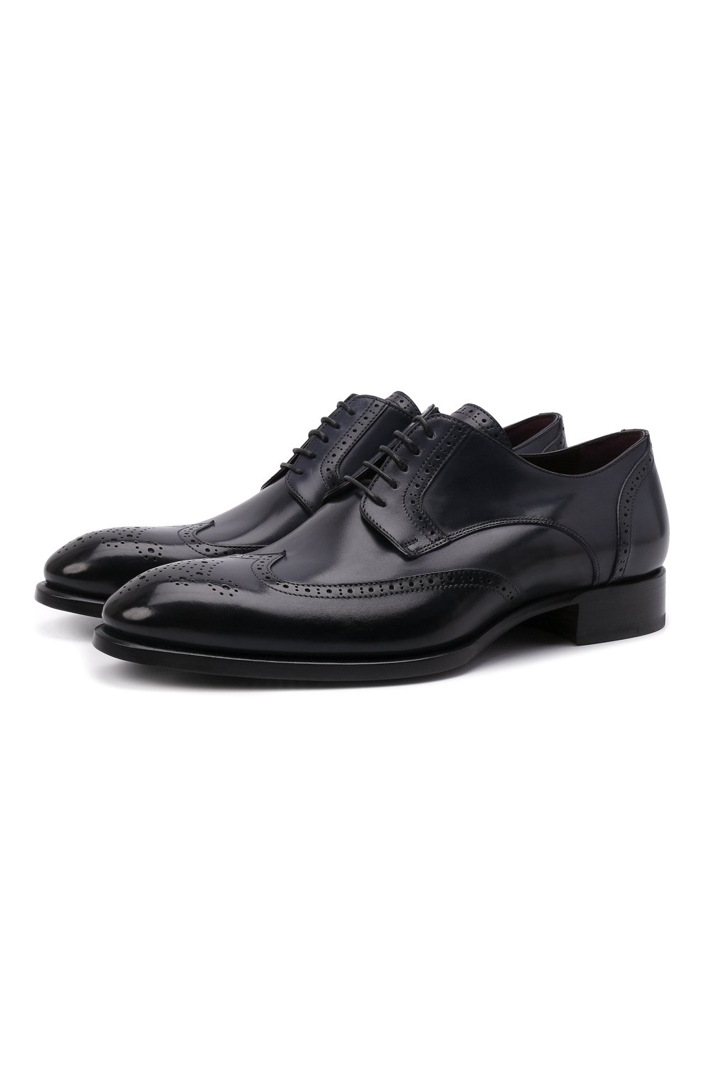 Мужские кожаные дерби BRIONI темно-синего цвета, арт. QEES0L/P6757 | Фото 1 (Мужское Кросс-КТ: Броги-обувь; Материал внутренний: Натуральная кожа; Стили: Классический)