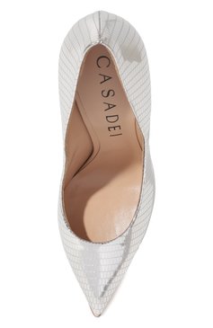 Женские кожаные туфли CASADEI серебряного цвета, арт. 1F902V120MCVIPE | Фото 6 (Каблук высота: Высокий; Материал внутренний: Натуральная кожа; Каблук тип: Шпилька; Подошва: Плоская)