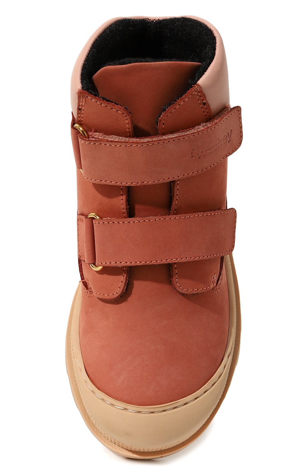  Детские кожаные ботинки WALKEY розового цвета, арт. Y1A5-42864-1155302/25-29 | Фото 4 (Материал утеплителя: Натуральный мех, Шерсть; Материал сплава: Проставлено; Нос: Не проставлено)