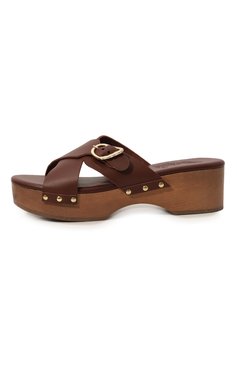 Женские кожаные сабо marilisa ANCIENT GREEK SANDALS темно-коричнево�го цвета, арт. MARILISA CL0G | Фото 4 (Подошва: Платформа; Каблук высота: Низкий; Материал внутренний: Натуральная кожа; Материал сплава: Проставлено; Каблук тип: Устойчивый; Драгоценные камни: Проставлено)