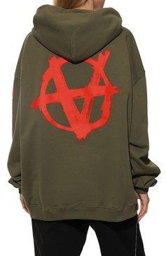 Мужского хлопковое худи VETEMENTS хаки цвета, арт. UE52TR460K 1601/M | Фото 4 (Принт: С принтом; Региональные ограничения белый список (Axapta Mercury): RU; Мужское Кросс-КТ: Худи-одежда; Стили: Спорт-шик)