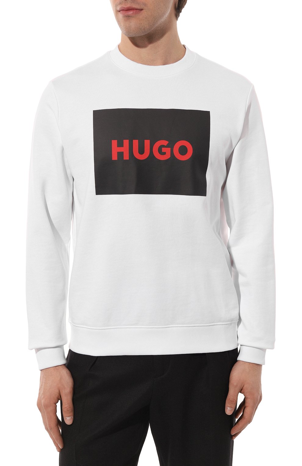Хлопковый свитшот HUGO 50467944, цвет белый, размер 44 - фото 3