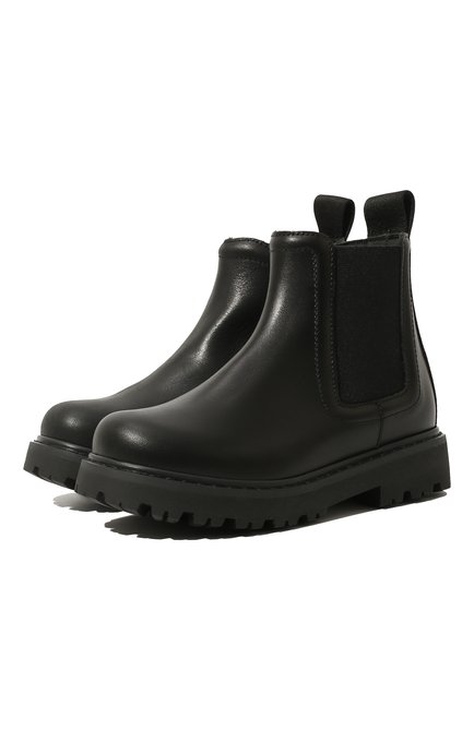 Детские кожаные ботинки DSQUARED2 черного цвета, арт. 68584 VAR.1/28-35 | Фото 1 (Материал внешний: Кожа; Материал внутренний: Натуральная кожа)