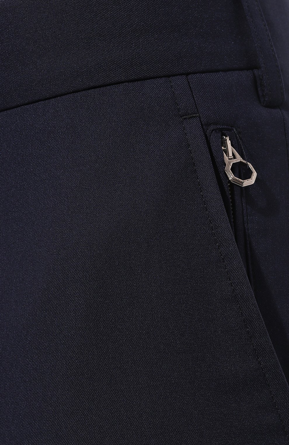 Мужские брюки и з шерсти и шелка STEFANO RICCI темно-синего цвета, арт. M5T22SR7T2/WK002H | Фото 5 (Материал внешний: Шерсть; Длина (брюки, джинсы): Стандартные; Материал сплава: Проставлено; Стили: Классический; Случай: Формальный; Драгоценные камни: Проставлено; Материал подклада: Хлопок)