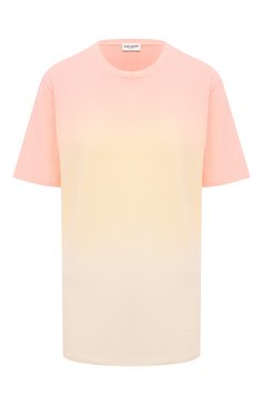 Женская хлопковая футболка SAINT LAURENT разноцветного цвета, арт. 649046/Y36AI | Фото 1 (Рукава: Короткие; Длина (для топов): Стандартные; Принт: С принтом; Региональные ограничения белый список (Axapta Mercury): RU; Материал сплава: Проставлено; Материал внешний: Хлопок; Стили: Спорт-шик; Женское Кросс-КТ: Футболка-одежда; Драгоценные камни: Проставлено)