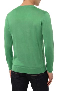 Мужской пуловер из кашемира и шелка FEDELI зеленого цвета, арт. 6UE07135 | Фото 4 (Принт: Без принта; Материал внешний: Шерсть, Шелк, Кашемир; Рукава: Длинные; Длина (для топов): Стандартные; Вырез: V-образный; Мужское Кросс-КТ: Пуловеры; Стили: Кэжуэл)