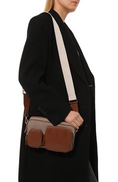 Женская сумка LORENA ANTONIAZZI коричневого цвета, арт. P23211B006A/9947 | Фото 2 (Сумки-технические: Сумки через плечо; Материал: Натуральная кожа, Текстиль; Ремень/цепочка: На ремешке; Размер: small)