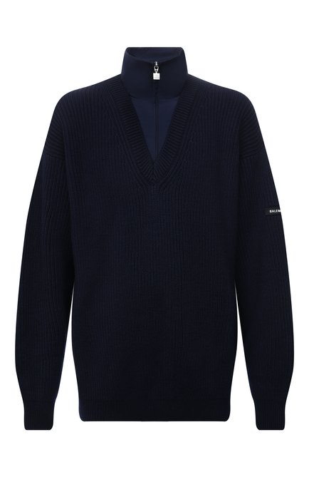 Мужской шерстяной свитер BALENCIAGA синего цвета по цене 141500 руб., арт. 675274/T1611 | Фото 1
