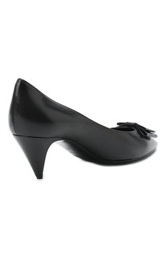 Женские кожаные туфли anais SAINT LAURENT черного цвета, арт. 630886/1ZJ10 | Фото 4 (Каблук высота: Низкий; Материал внутренний: Натуральная кожа; Подошва: Плоская; Каблук тип: Kitten heel)