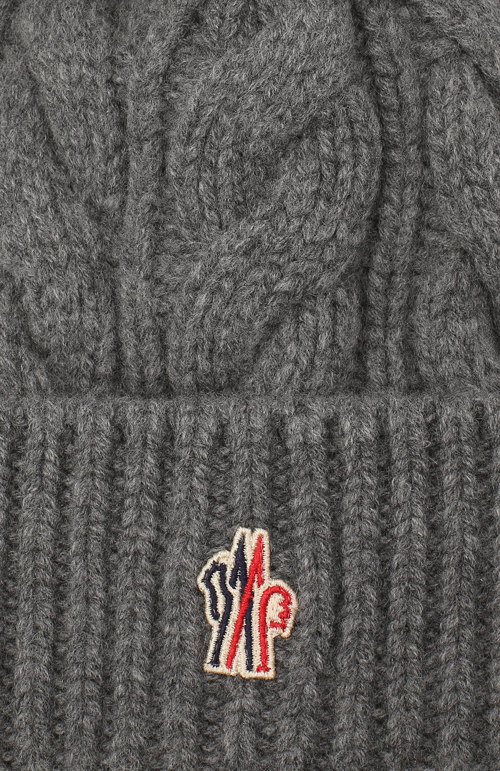 Женская шерстяная шапка MONCLER серого цвета, арт. F2-098-3B702-01-A0069 | Фото 3 (Материал: Текстиль, Кашемир, Шерсть; Региональные ограничения белый список (Axapta Mercury): RU)
