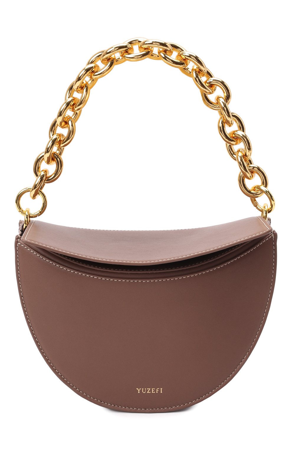 Женская сумка doris YUZEFI коричневого цвета, арт. YUZAW21-HB-D0-14 | Фото 1 (Сумки-технические: Сумки top-handle; Материал: Натуральная кожа; Размер: mini)