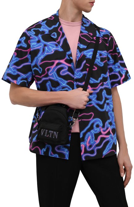 Мужская текстильная сумка neon vltn VALENTINO черного цвета, арт. XY2B0A11/ITA | Фото 2 (Размер: mini; Ремень/цепочка: На ремешке; Материал: Текстиль)
