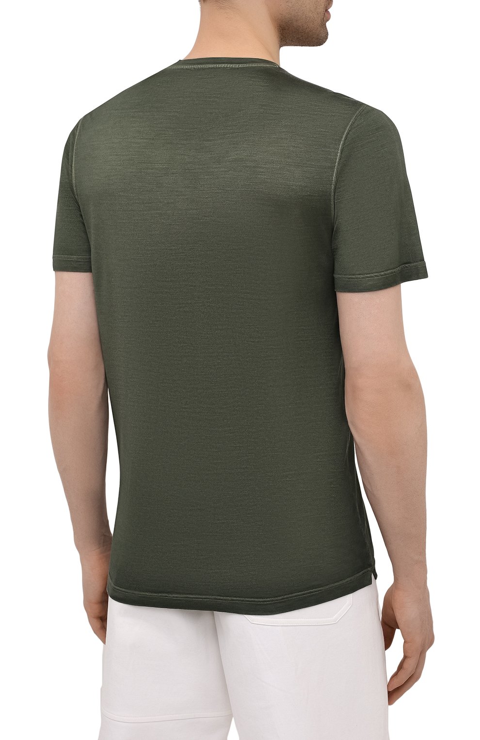 Мужская шелковая футболка GRAN SASSO зеленого цвета, арт. 60133/78302 | Фото 4 (Материал внешний: Шелк; Принт: Без принта, Однотонные; Рукава: Короткие; Длина (для топов): Стандартные; Стили: Кэжуэл)