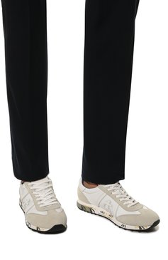 Мужские комбинированные кроссовки lucy PREMIATA светло-бежевого цвета, арт. LUCY/VAR206E | Фото 3 (Материал внешний: Текстиль; Материал внутренний: Натуральная кожа; Стили: Классический; Материал утеплителя: Без утеплителя; Подошва: Массивная)