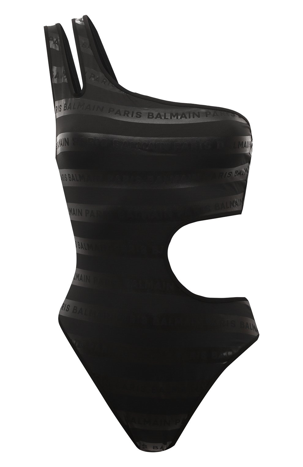 Женский слитный купальник BALMAIN черного цвета, арт. BKBK61200 | Фото 1 (Длина Ж (юбки, платья, шорты): Мини; Материал внешний: Синтетический материал; Женское Кросс-КТ: Слитные купальники)