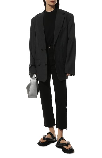 Женские кожаные сандалии JIL SANDER черного цвета, арт. JS36046A-15001 | Фото 2 (Материал внешний: Кожа; Подошва: Платформа; Материал внутренний: Натуральная кожа; Каблук высота: Низкий)
