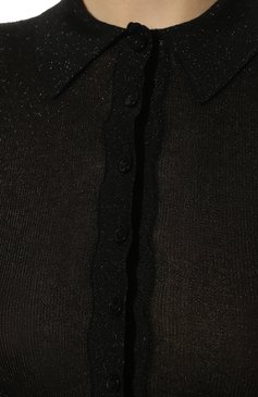 Женское пуловер-поло SAINT LAURENT черного цвета, арт. 687933/Y75GI | Фото 5 (Рукава: Длинные; Длина (для топов): Стандартные; Кросс-КТ: Трикотаж; Материал сплава: Проставлено; Материал внешний: Вискоза; Драгоц енные камни: Проставлено; Стили: Кэжуэл)