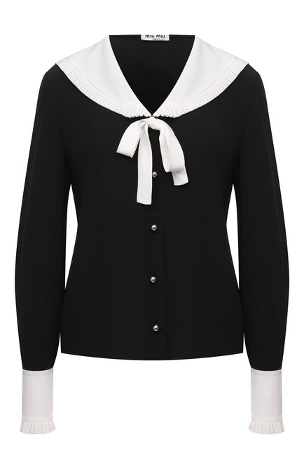 Женская шелковая блузка MIU MIU черного цвета по цене 100000 руб., арт. MK1588-102-F0002 | Фото 1