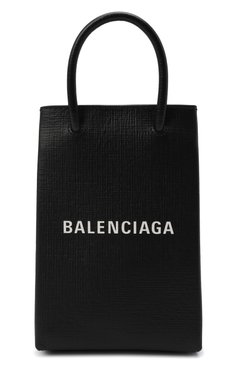 Кожаный чехол shopping для телефона BALENCIAGA черного цвета, арт. 593826/0AI2N | Фото 1 (Женское Кросс-КТ: Кожа iPhone; Материал: Кожа)