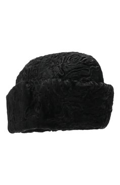 Мужская шапка с отворотом из меха каракульчи FURLAND черного цвета, арт. 0010301710063200000 | Фото 1 (Материал: Текстиль, Шерсть)