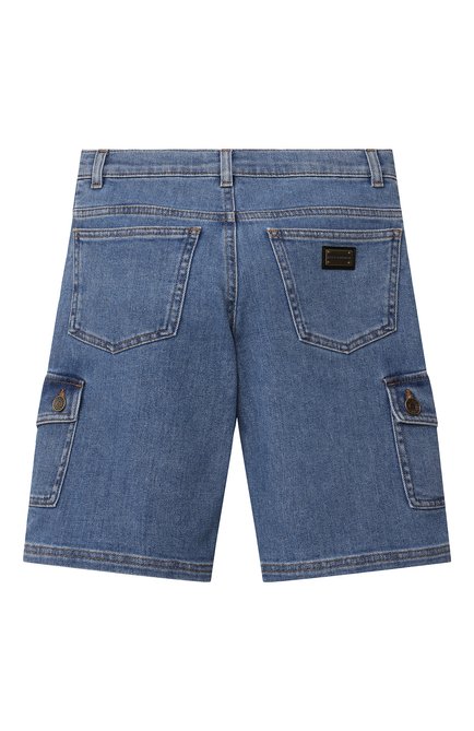 Детские джинсовые шорты DOLCE & GABBANA синего цвета, арт. L42Q98/LDA09/8-14 | Фото 2 (Материал внешний: Хлопок; Кросс-КТ: Деним; Региональные ограничения белый список (Axapta Mercury): RU)