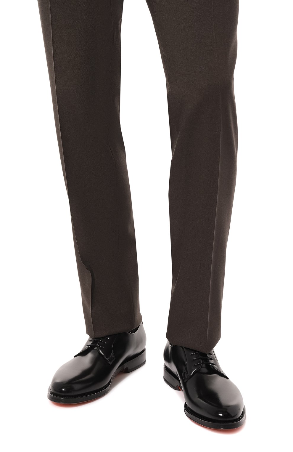 Мужские кожаные дерби SANTONI черного цвета, арт. MCCG17837PD5H0BR | Фото 3 (Материал внутренний: Натуральная кожа; Материал сплава: Проставлено; Нос: Не проставлено; Стили: Классический)
