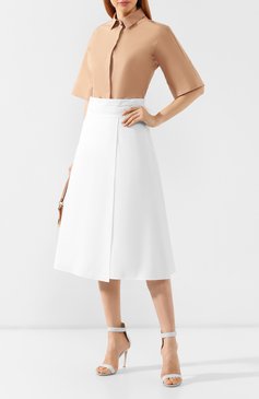 Женская хлопковая юбка JIL SANDER NAVY белого цвета, арт. JNWM3501A/JM2434 | Фото 2 (Женское Кросс-КТ: Юбка-одежда; Материал внешний: Хлопок; Длина Ж (юбки, платья, шорты): Миди; Статус проверки: Проверено, Проверена категория)