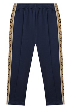 Детские брюки GUCCI синего цвета, арт. 626255/XJC0U | Фото 1 (Случай: Повседневный; Материал внешний: Синтетический материал, Хлопок; Мальчики Кросс-КТ: Брюки-одежда; Ростовка одежда: 10 - 11 лет | 140 - 146см, 12 лет | 152 см, 4 года | 104 см, 5 лет | 110 см, 6 лет | 116 см, 8 лет | 128 см)